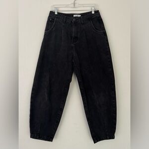 Black High Waist Barrel Jeans by Dissh